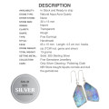 Natural Aqua Aura Quartz Gemstone Solid .925 Sterling Silver Earrings