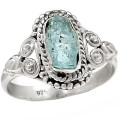 Natural Aquamarine Rough Gemstone in Solid .925 Silver Ring Size US 7.5 or P