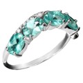 Exceptional Natural Apatite,  White Cubic Zirconia Gemstone Solid .925 Silver Ring Size 6 or M