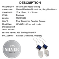 Natural Rainbow Moonstone, Sapphire Quartz .925 Sterling Silver Plated Earrings