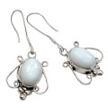 Incredible White Jade Gemstone. 925 Silver Earrings