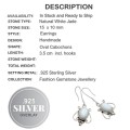 Incredible White Jade Gemstone. 925 Silver Earrings