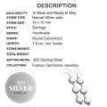 Handmade Long White Jade Gemstone. 925 Sterling Silver Earrings