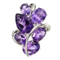 29.22 cts Intense Natural  Unheated Purple Amethyst  Solid .925 Sterling Silver Ring Size 7.5 or P