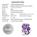 29.22 cts Intense Natural  Unheated Purple Amethyst  Solid .925 Sterling Silver Ring Size 7.5 or P