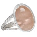 Natural Rose Quartz Gemstone Solid .925 Sterling Silver Ring Size 7.5 or P