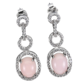 Natural Peruvian Pink Opal Solid .925 Sterling Silver, 14k White Gold Earrings