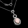 Natural Peruvian Pink Opal Solid .925 Sterling Silver, 14k White Gold Necklace