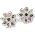 Deluxe Unheated Multi-Tourmaline, White Cubic Zirconia Solid. 925 Sterling Silver Earrings