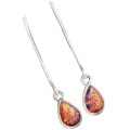 2.6 Grams Fire Opal Gemstone in Solid .925 Sterling Silver Stud Earrings