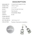 Nepali Exotic Sparkle White Topaz Gemstone .925 Sterling Silver Chandelier Earrings