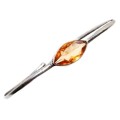 Handmade Faceted Marquise Citrine Gemstone Set in .925 Silver Adjustable Bangle
