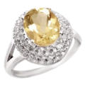 5.65 Cts Natural Sunny Citrine, White Topaz Solid .925 Silver Ring Size 8 or Q