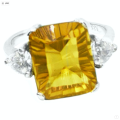 Genuine Madeira  Cognac Citrine, White Cubic Zirconia set in Solid .925 Silver Ring Size US 6/ M