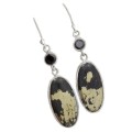 Natural Peruvian Pyrite in Magnetite, Black Onyx  Gemstone Solid .925 Sterling Silver Earrings