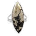 Natural Pyrite In Magnetite and Black Onyx set in Solid .925 Sterling Silver Pendant