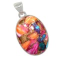 Limited Edition -Natural Kingman Pink Dahlia Turquoise Gemstone Solid .925 Sterling Silver Pendant
