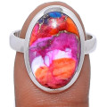 Limited Edition -Natural Kingman Pink Dahlia Turquoise Gemstone Solid .925 Sterling Silver Ring 9