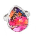 Limited Edition -Natural Kingman Pink Dahlia Turquoise Gemstone Solid .925 Sterling Silver Ring 7
