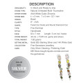 Deluxe Natural Unheated Multi-Tourmaline and AAA White Cubic Zirconia Solid. 925 Sterling Silver Ear