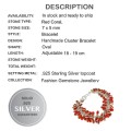 Splendid Red Coral Cluster Gemstone .925 Sterling Silver Bracelet