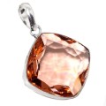 Faceted Morganite Gemstone .925 Sterling Silver Pendant