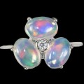 Natural Unheated Full Flash Ethiopian Fire Opal CZ Gemstone Solid .925 Sterling Ring Size 9 or R1/2