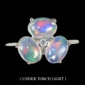 Natural Unheated Full Flash Ethiopian Fire Opal CZ Gemstone Solid .925 Sterling Ring Size 9 or R1/2