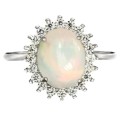 Natural Full Flash Ethiopian Fire Opal White CZ  Solid .925 Sterling Ring Size 8 or Q