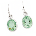 Dainty Natural Green Amethyst Gemstone Solid .925 Silver Earrings