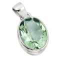 Dainty Natural Green Amethyst (Prasiolite) Gemstone Solid .925 Silver Pendant Necklace