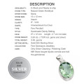 Dainty Natural Green Amethyst (Prasiolite) Gemstone Solid .925 Silver Pendant Necklace