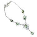 Faceted Ovals Green Amethyst Gemstone  .925 Silver Necklace