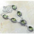 Beautiful Green Amethyst Gemstone  .925 Silver Necklace