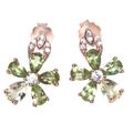 Natural Unheated Peridot, Lemon Quartz Cubic Zirconia Gemstone Solid .925 Sterling Silver Earrings