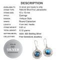 Natural Blue Fire Labradorite Gemstone  Solid .925 Silver Earrings