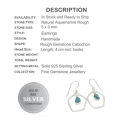 Natural Aquamarine Rough Gemstone Solid .925 Sterling Silver Earrings