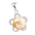 Dainty Natural Creamy Pink Pearl White Topaz Floral Solid 925 Sterling Silver Pendant