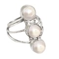 Stylish White River Pearl set in.925 Silver Ring Size 6.75 or N1/2