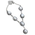 Natural Creamy White Biwa Pearl. 925 Sterling Silver Fashion Necklace