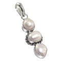 Natural Biwa Pearl Gemstone . 925 Silver Pendant