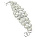 20 Breathtaking Natural Creamy White Biwa Pearls set in .925  Sterling Silver Bracelet