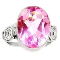 Handmade Pink Topaz Gemstone Solid .925 Sterling Silver Ring Size US 9 or R1/2