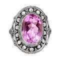 Handmade Pretty Pink Topaz Solid.925 Sterling Silver Ring Size US  8 OR Q