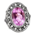 Handmade Pretty Pink Topaz Solid.925 Sterling Silver Ring Size US  8 OR Q