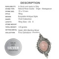 Natural Rose Quartz Gemstone Solid.925 Sterling Silver Ring Size US 6 or M - Resizable