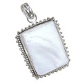 Handmade Natural Mother of Pearl Rectangle .925 Silver Pendant