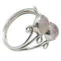 indonesian- Bali Natural Rose Quartz Gemstone Solid .925 Sterling Silver Ring Size 7 / O