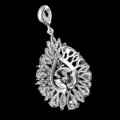 Deluxe Natural Creamy White Pearl ,White CZ Solid .925 Sterling Silver 14K White Gold Pendant