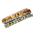 20 Natural Unheated Citrine and Peridot set in Solid .925 Silver,14K White Gold Ring Size 9 or R1/2